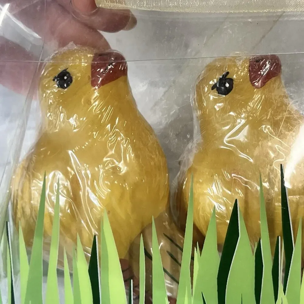 Vintage TAG Set of Chick & Bunny Candles Easter Spring Home Decor Nursery